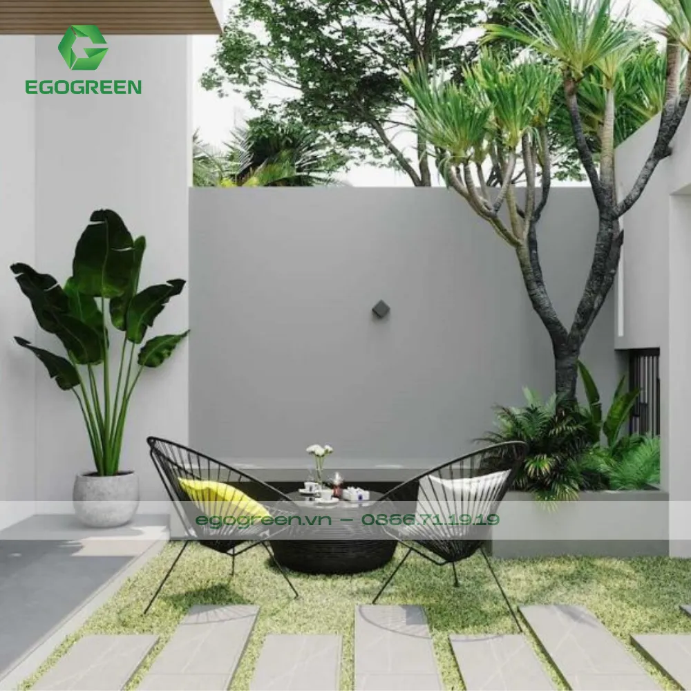 Sân vườn đẹp là sân vườn có sự sắp xếp tinh tế.